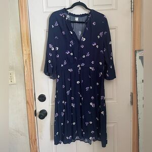 Old Navy Midi Floral 3/4 Sleeve Large Dress